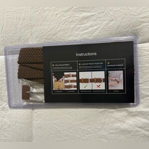 New Brown Woven Adjustable Belt measures from top of buckle to bottom 48 inches